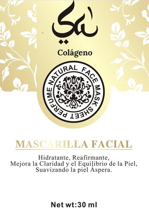 Esencia Árabe Mascarilla Facial con Colágeno , Fragancia Árabe. Ambientado en Perfume Yara Moy.