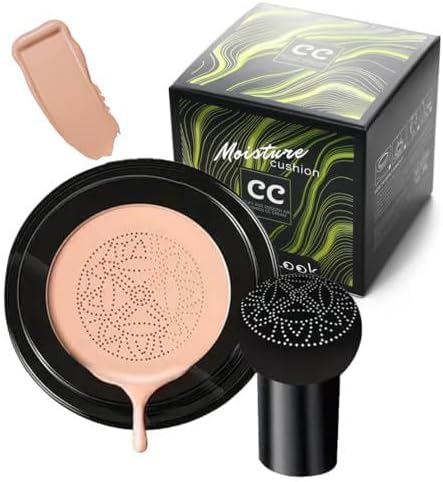 CC Cream, Base de Maquillaje Air Cushion, Foundation de Larga Duración y Alta Cobertura, Hidratante y Piel Respirable.