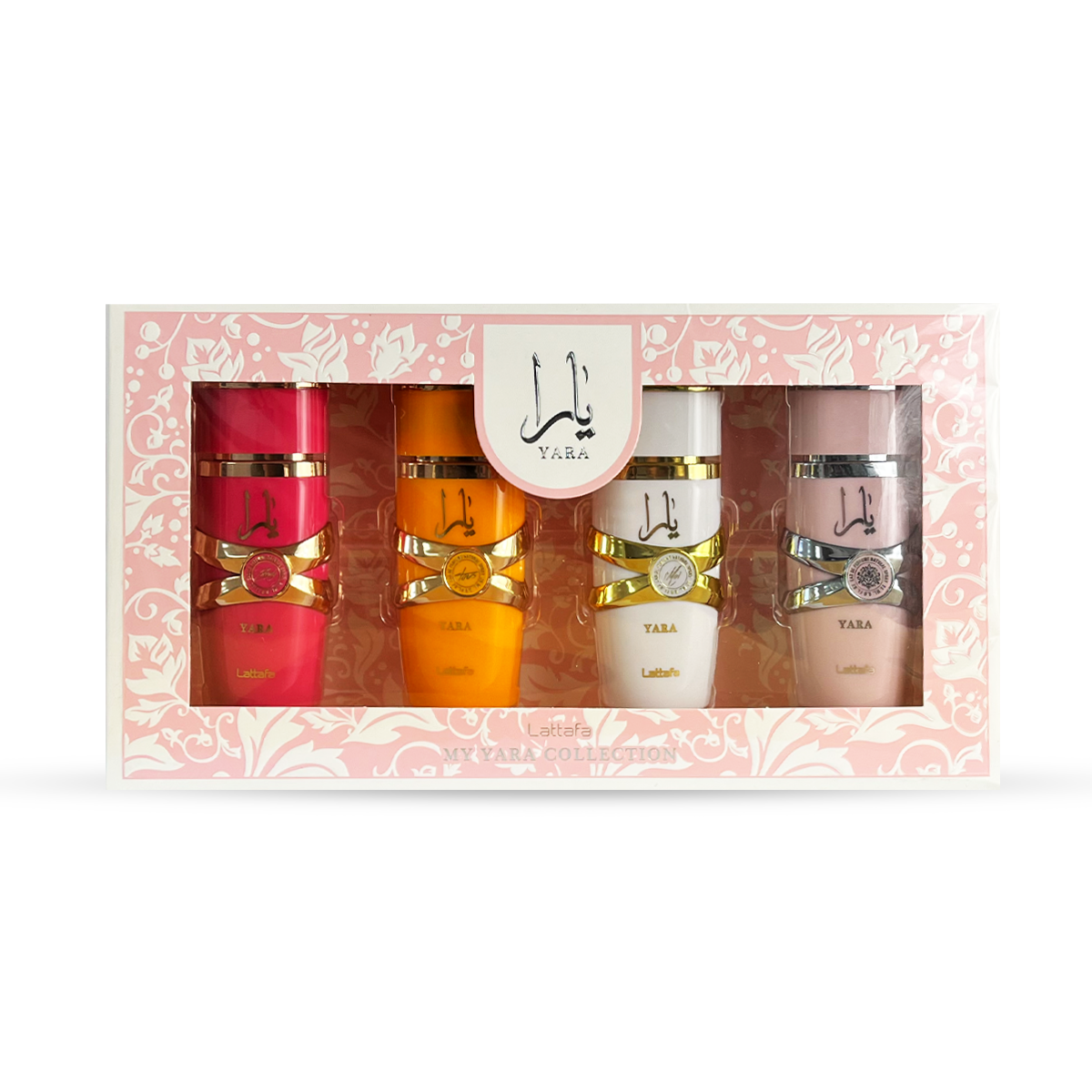 Pack de Lattafa de Yara Rosa, Yara Moi, Yara Tous y Yara Candy. 25 ml x 4 unidades.