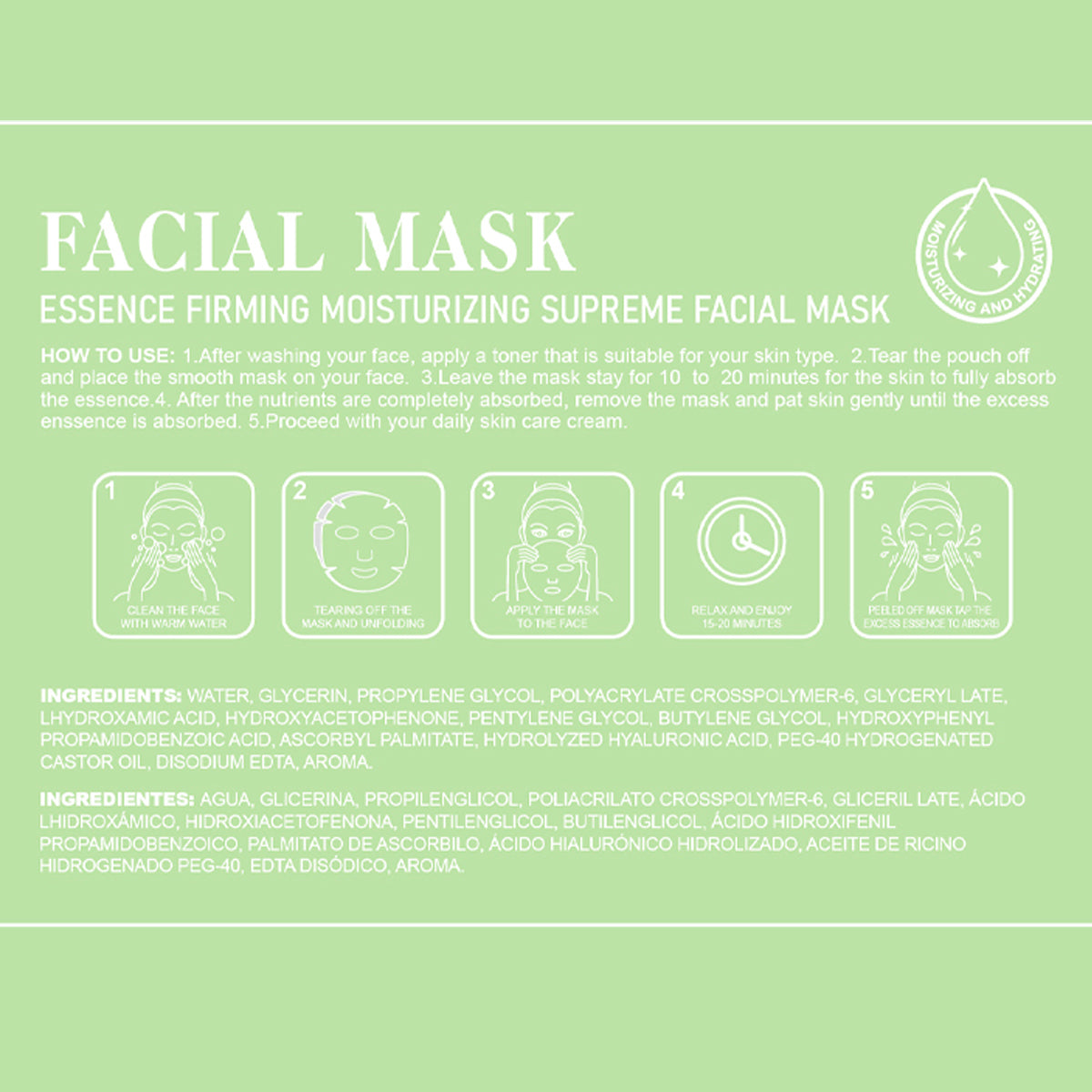 Mascarilla Facial con Ácido Hialurónico/ Niacinamida/ Colágeno