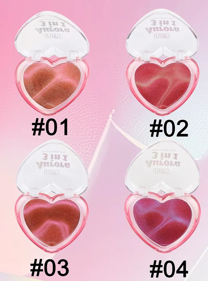 Aurora 3 In 1 Colorete para Mejillas, Labios y Ojos
