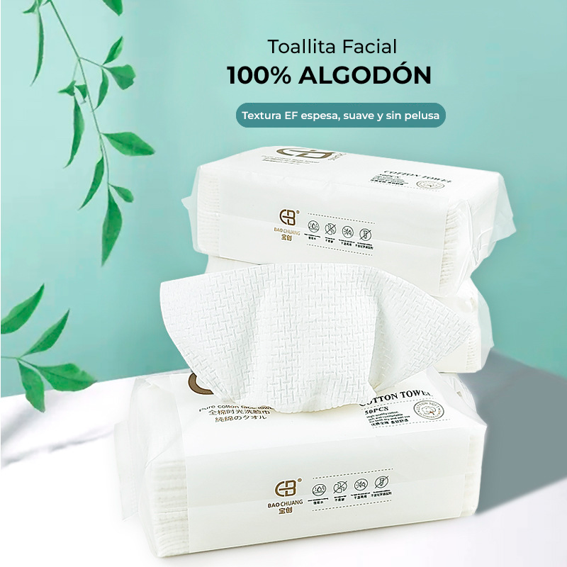 Toallitas Faciales Desechables 100%  Algodón- Perfectas para Limpieza, Cuidado de la Piel y Desmaquillado, Adecuadas para Pieles Sensibles -Toallas Desechables Cara