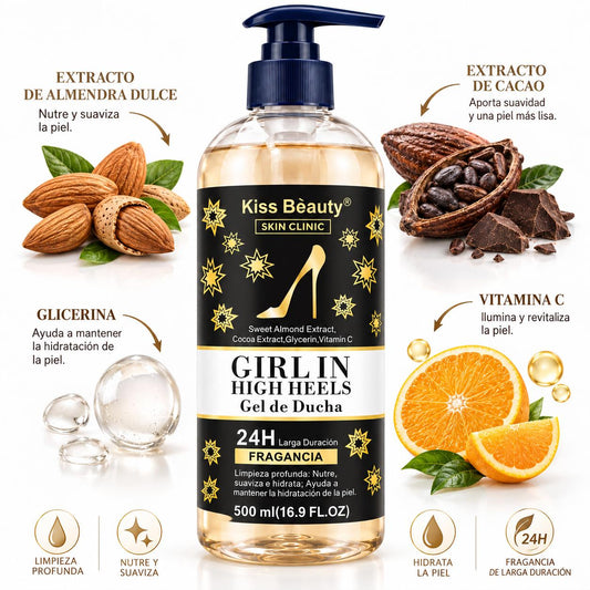 Serie Girl in High Heels – Colección de Cuidado Corporal, Capilar y Labial, Gel de Ducha, Champú Suavizante y Aceite Lab