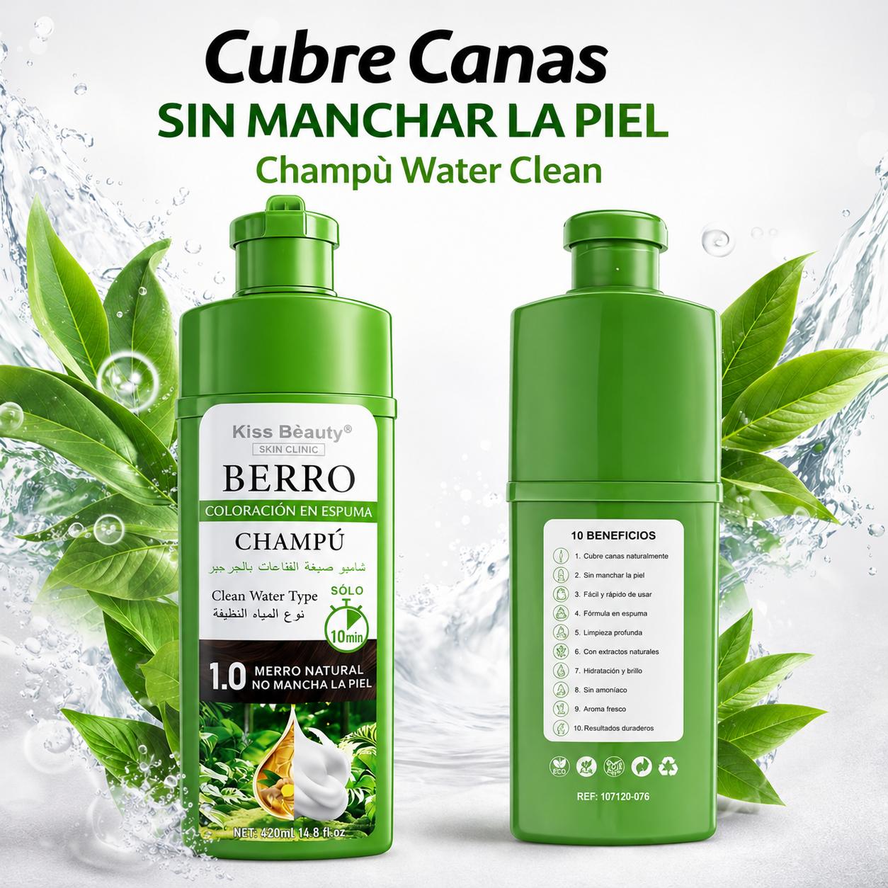 Champú Tinte con Agua Clean, No Mancha, para Aplicación Uniforme y Tono Final Personalizado, Efecto 3 en 1 Sencillo y Ef
