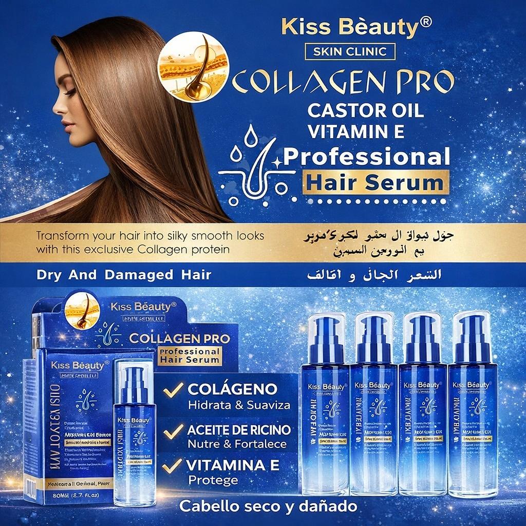 Professional Hair Serum 100 ml – Sérum Capilar Hidratante y Reparador – Keratina, Colágeno y Aceites Naturales – Para Ca