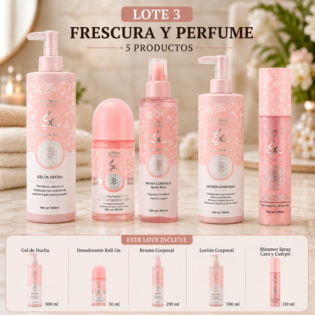 Pack Esencia Árabe Spa Corporal 5 Productos | Jabón, Exfoliante, Loción, Aceite  - Lote 3 