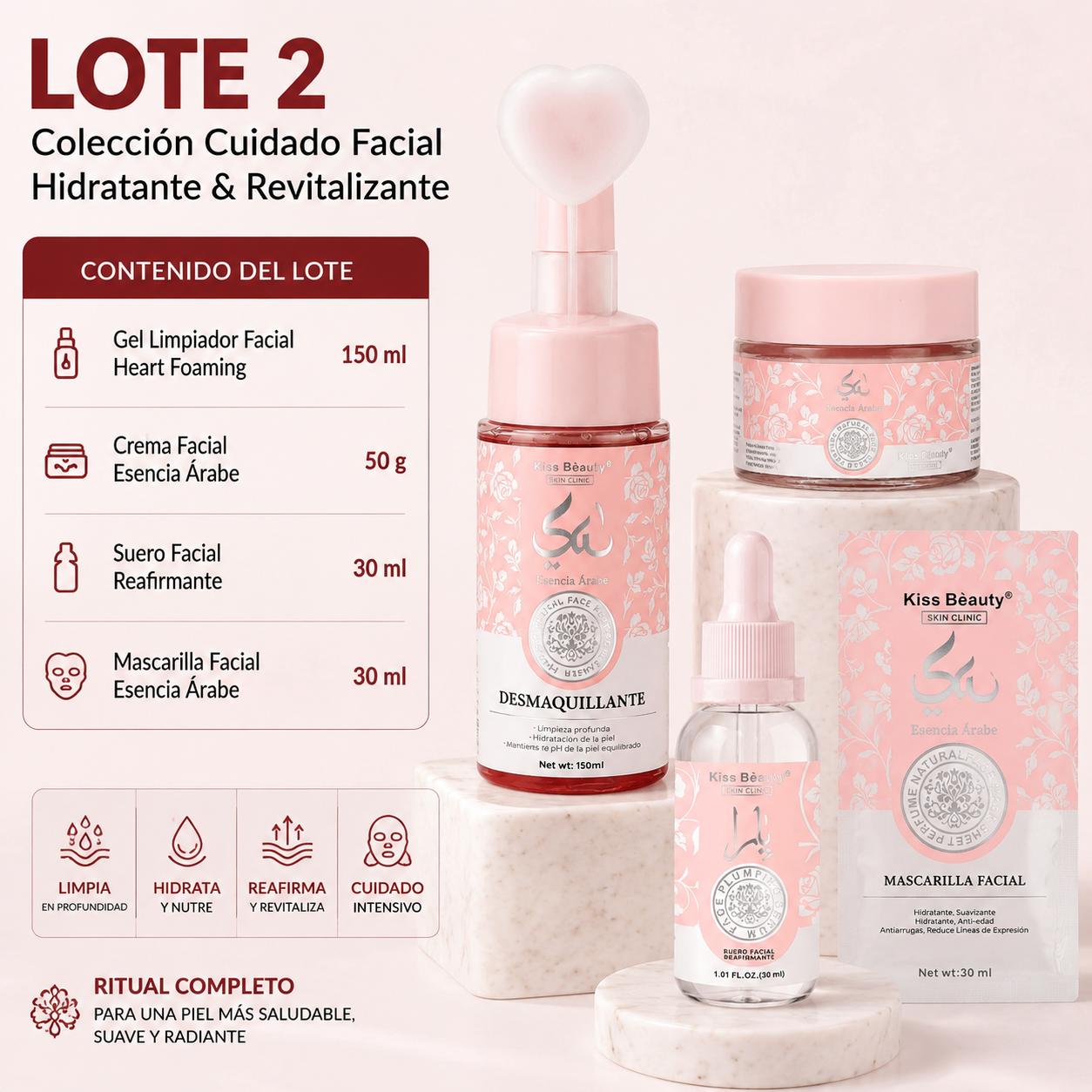 Lote 5 Productos Faciales, Ambientado en Esencia Árabe, Limpiador Facial con Apl - Lote 2