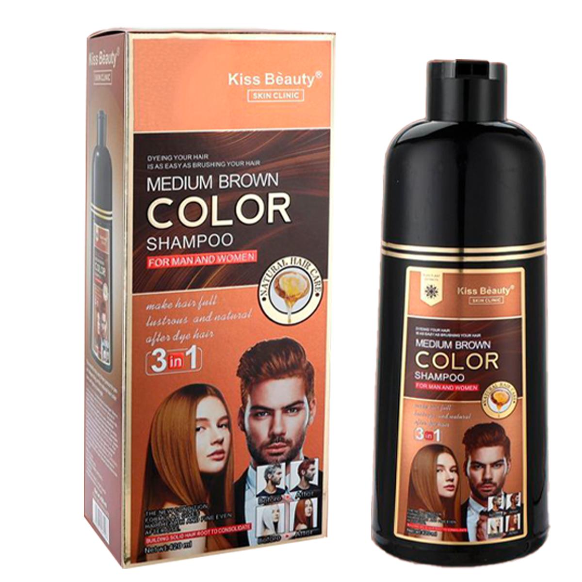 Champú Tinte Colorante Negro Marrón o Castaño Claro para Aplicación Uniforme y T - Castaño Medio