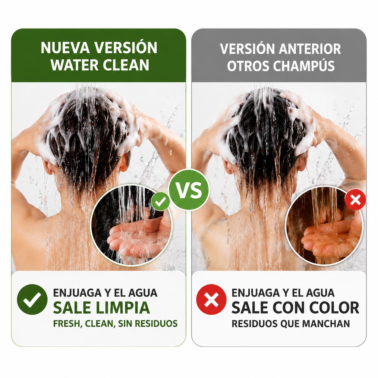 Champú Tinte con Agua Clean, No Mancha, para Aplicación Uniforme y Tono Final Personalizado, Efecto 3 en 1 Sencillo y Ef