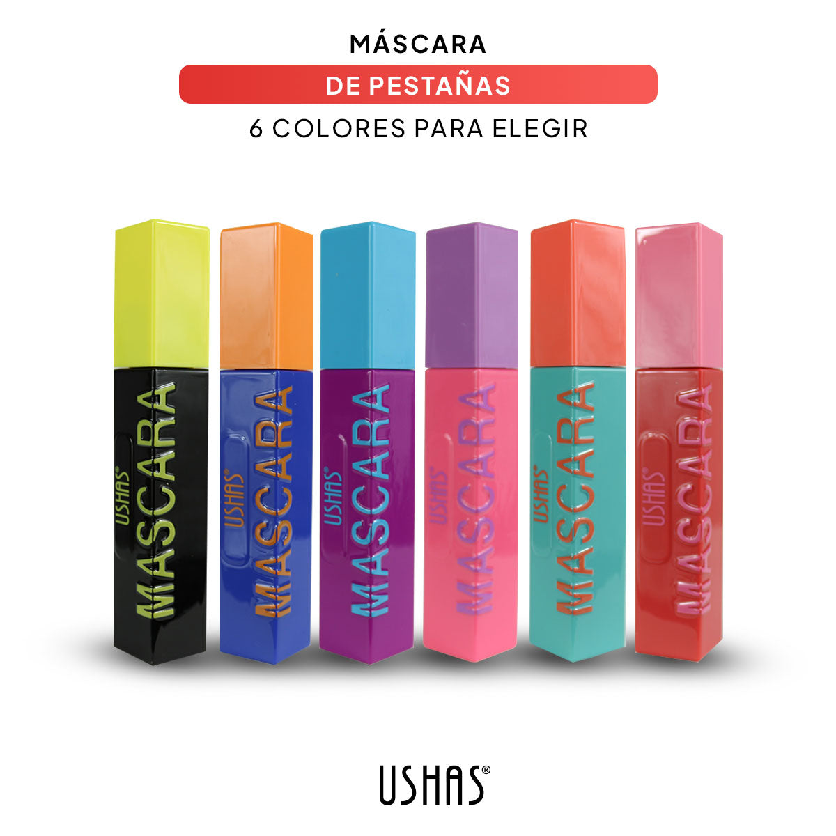 Máscara de Pestaña a Todo Color, 6 Tonos a Elegir.