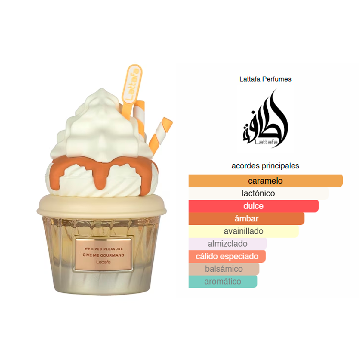 Whipped Pleasure Give Me Gourmand de Lattafa, Eau de Parfum para Mujer, Perfume Árabe 75 ml.